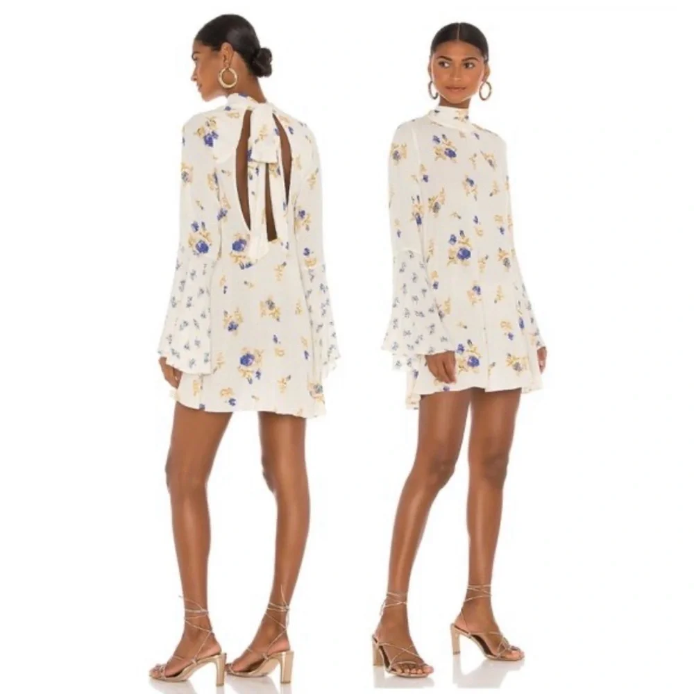 Free People Cream Tate Floral Backless Dress- NWT - Picture 3 of 10